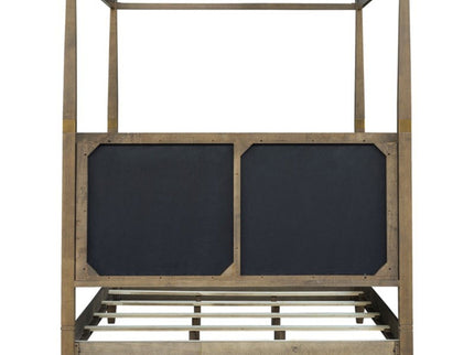 Queen Canopy Bed Frame With Upholstered Headboard - Brown
