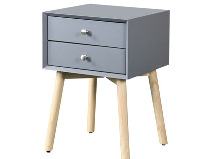 Bedside Table With 2 Drawers Mid-Century Modern Storage Cabinet For Bedroom