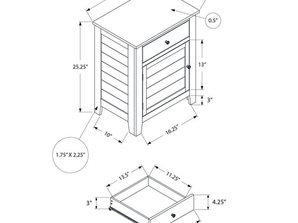 Accent Nightstand, Storage Drawer, Transitional