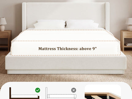 Noir - Upholstered Platform Bed With Wingback Headboard