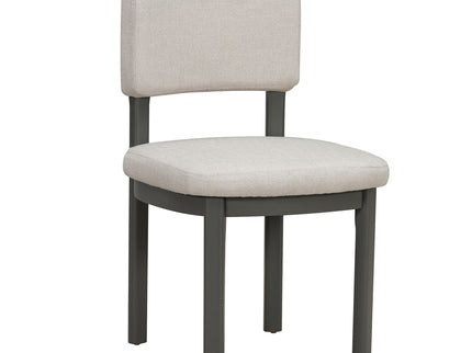 Dining Table Set With 6 Upholstered Chairs, Rectangular Table With Cutout Legs