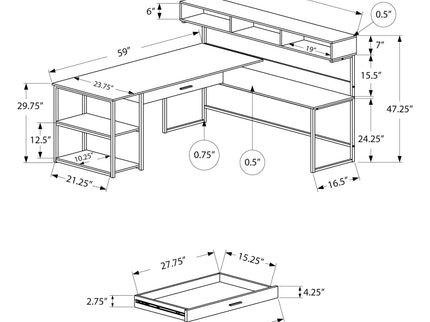 Computer Desk, Home Office, Corner, Storage Drawers, L Shape, Laptop, Contemporary & Modern