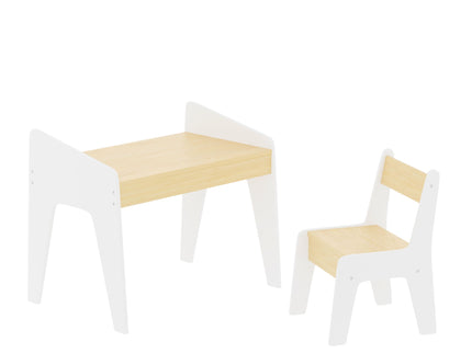 Table Set With 1 Chair, Children Study Table For Ages 2 - 8 - White