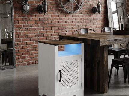 Farmhouse Nightstand With Charging Station & Storage