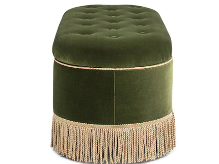Melinda - Oval Tufted Bullion Fringe Storage Bench