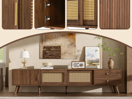 TV Stand With Storage Cabinets - Natural