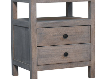 2 Drawer Open Bedside Table - Gray Ash