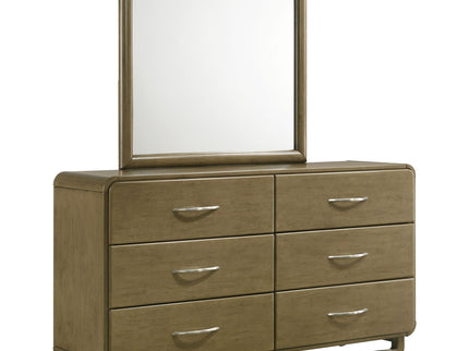 Bernardo - 6 Drawer Dresser And Mirror With Rounded Corners - Nutmeg Brown