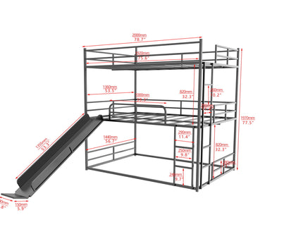 Twin Size House Loft Bed With Slide And Ladder - Black