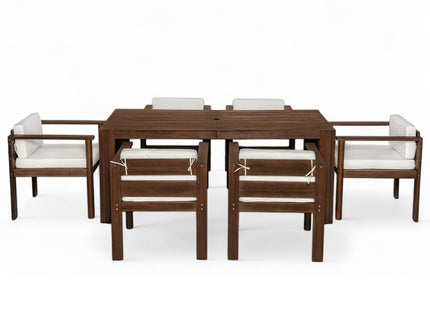 Rustic Patio Dining Set For 6 With Removable Cushions