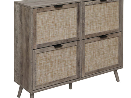 4 Door Shoe Rack, Freestanding Modern Shoe Storage Cabinet