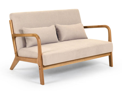 Leisure Chair With Solid Wood Armrest And Feet, Mid-Century Modern Accent Sofa, 2 Seat