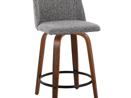Toriano - Mid Century Modern, Fixed Height Counter Stool & Swivel And Round Footrest (Set of 2)