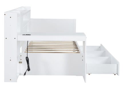 Daybed With 3 Drawers USB Ports And Desk