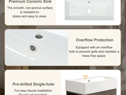 Bathroom Vanity With Sink, Freestanding Wood Grain Cabinet With Storage