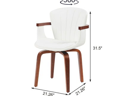 Mid Century Modern Bentwood Swivel Dining Chairs (Set of 2) - White / Walnut
