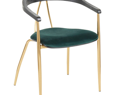 Vanessa - Contemporary Chair (Set of 2) - Gold / Green - Black
