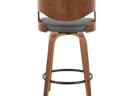 Pino - Mid Century Modern Fixed Height Barstool With Swivel With Round Footrest (Set of 2)