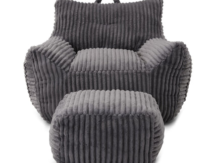 Giant Bean Bag Chair With Armrests And Footstool