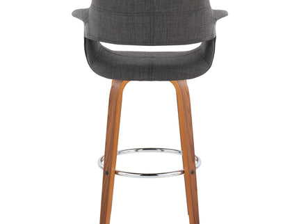 Vintage Flair - Mid Century Modern Fixed Height Barstool With Swivel & Round Footrest (Set of 2)