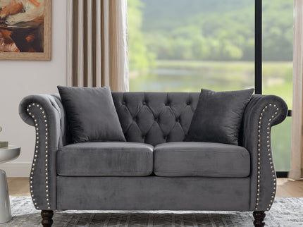 Chesterfield Sofa With Rolled Arms And Nailhead Trim