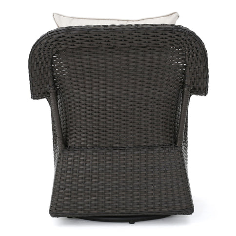 Amaya - Outdoor Swivel Rocker Chair With Water Resistant Cushions - Brown / Beige