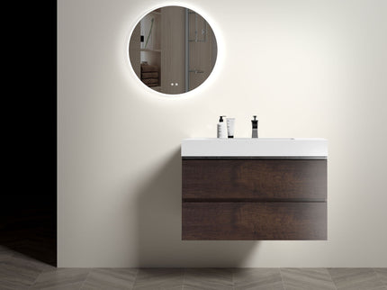 Alice - Bathroom Vanity Wall Mounted With Sink, Large Storage Floating Bathroom Vanity For Modern Bathroom, One-Piece Sink Basin Without Drain And Faucet