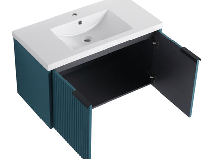 Contemporary Wall Mounted Bathroom Vanity With Resin Double Sink