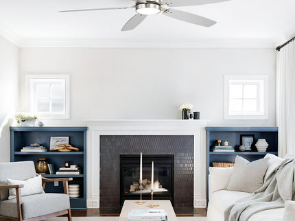 42" Low Profile Ceiling Fan With Light, 18W Dimmable LED, Reversible DC Motor, Quiet Operation, 5 Blades, Remote Included - Silver