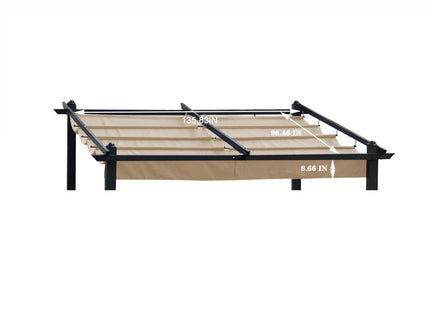 Replacement Canopy Top Cover Fabric For Outdoor Patio Retractable Pergola Sun-Shelter Canopy