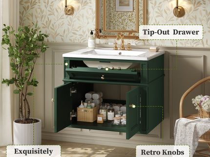 Wall Mounted Bathroom Vanity With Tip Out Drawer And Open Back Design