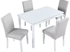 White / 5 Pc. Rectangular Table, 4 Chairs