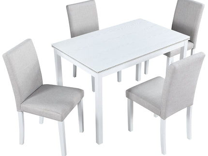 Dining Table Set With Crystal Decoration And Upholstered Chairs