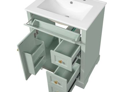 Modern Bathroom Vanity With Sink, 3 Drawers & Cabinet With 2 Tier Door Storage