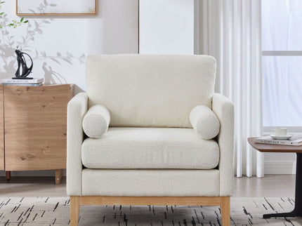 Wide Modern Performance Accent Chair With Natural Legs