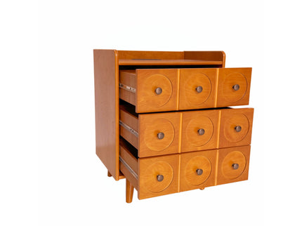 3 Drawer End Table With Charging Station For Bedroom - Natural Wood