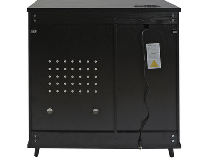 Fluted Coffee Bar Cabinet With Mini Fridge Space & Charging Station
