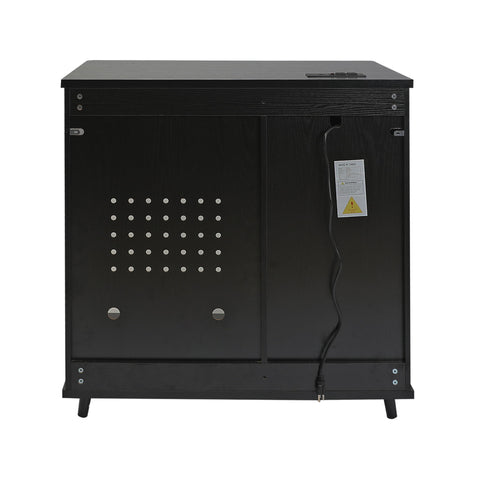Fluted Coffee Bar Cabinet With Mini Fridge Space & Charging Station