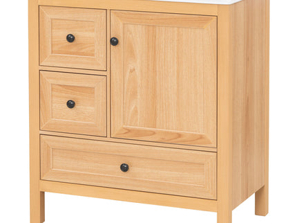 Modern Bathroom Vanity With Sink, Soft Close Drawers & Door, Storage Rack