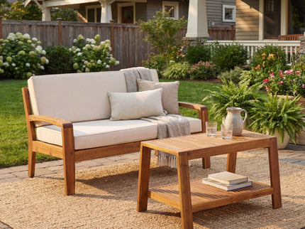 2 Piece Outdoor Conversation Set (Loveseat & Coffee Table With Water-Resistant Cushions)