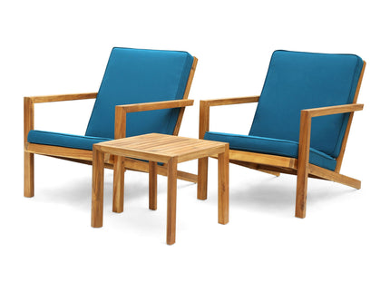 Celestaria - 3 Piece Outdoor Chat Set With Adirondack Chairs, Cushions And Side Table