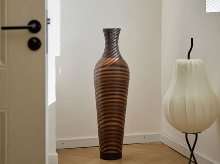 Tall Standing Designer Floor Vases With Elegant 2 Tone Finishes Ideal For Decorating Living Rooms, Bedrooms, Entryways Perfect For Decorating Your Home - Black / Gray