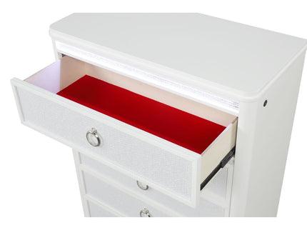 Abigale - 5 Drawer Chest With LED Lighting - White