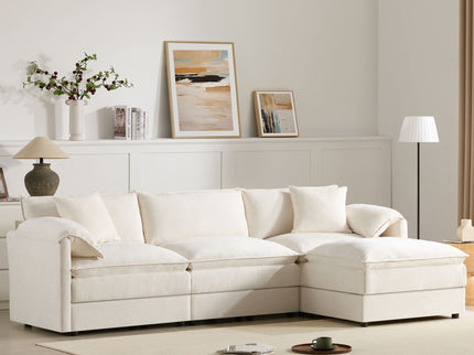 Modular Sectional With Deep And Wide Seat, Cloud Couch Set With Double Cushions Sofa With Movable Ottoman