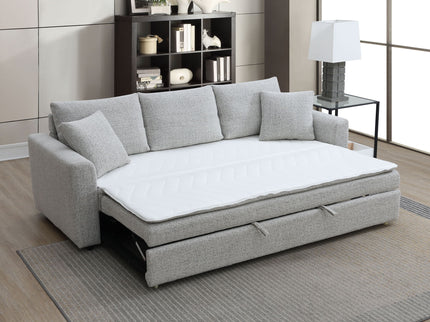 Connie - Boucle Sleeper Sectional Sofa With 2 Toss Pillows - Beige