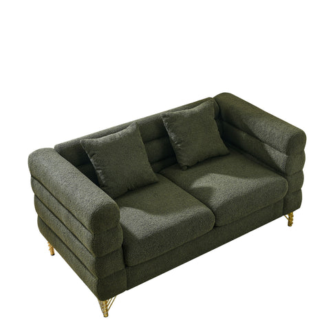 Oversized 2 Seater Sectional Sofa With Deep Seating And 2 Pillows