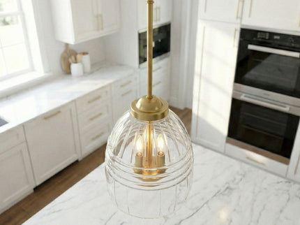 Ember - 3 Candle Lights Chain Pendant - Clear / Gold