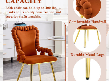 Puffy Bubble, Ball Chain Chair With Armrests For Dining Room (Set of 2)