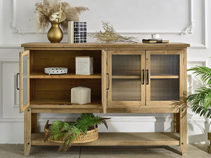 Rectangle Accent Sideboard Cabinet With Storage Shelf, Cabinet For Kitchen - Natural Wood