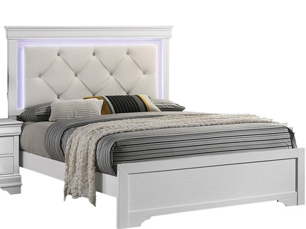 Tufted Headboard Bed With LED Lighting